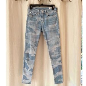 Rag & Bone Faded Camo Cate Mid-Rise Slim Fit Ankle Skinny Jeans Size 24